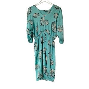 TUCKER silk dress fan print